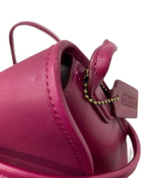 COACH（コーチ）COACH (コーチ) 逆台形型ターンロックレザーショルダーバッグ ピンクの古着・服飾アイテム