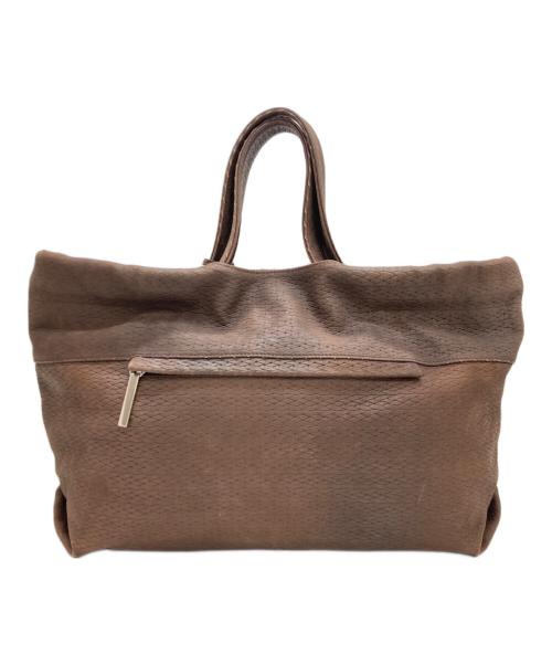 M.U.L（エムユーエル）M.U.L (エムユーエル) メッシュ型押しベントトート ブラウンの古着・服飾アイテム