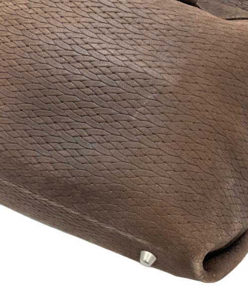 M.U.L（エムユーエル）M.U.L (エムユーエル) メッシュ型押しベントトート ブラウンの古着・服飾アイテム