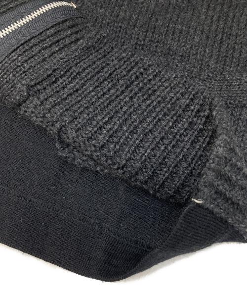 COMME des GARCONS HOMME（コムデギャルソン オム）COMME des GARCONS HOMME (コムデギャルソン オム) 切替ニットフロントジップカーディガン ブラック サイズ:不明（実寸参照）の古着・服飾アイテム