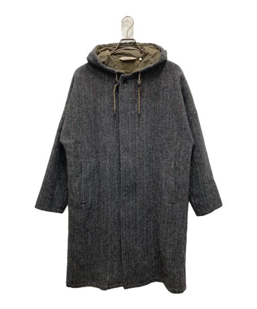 ASPESI（アスペジ）ASPESI (アスペジ) Harris Tweed (ハリスツイード) フーデッドツイード比翼ステンカラーコート グレー サイズ:Sの古着・服飾アイテム