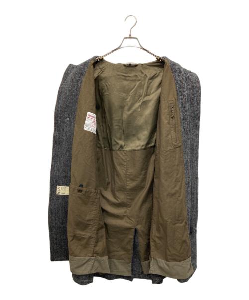 ASPESI（アスペジ）ASPESI (アスペジ) Harris Tweed (ハリスツイード) フーデッドツイード比翼ステンカラーコート グレー サイズ:Sの古着・服飾アイテム