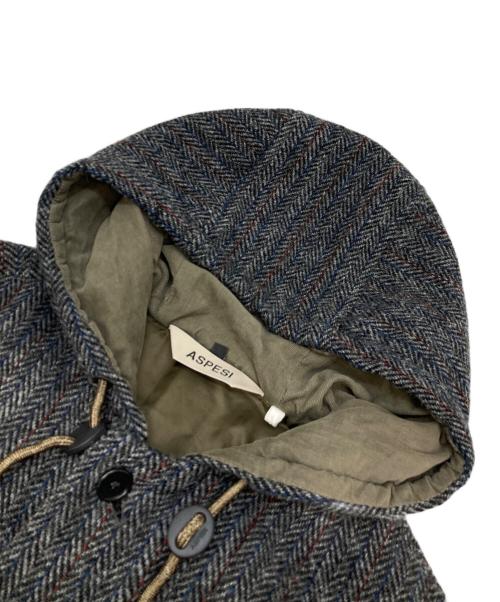 ASPESI（アスペジ）ASPESI (アスペジ) Harris Tweed (ハリスツイード) フーデッドツイード比翼ステンカラーコート グレー サイズ:Sの古着・服飾アイテム