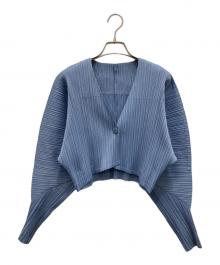 PLEATS PLEASE（プリーツプリーズ）の古着「MONTHLY COLORS : DECEMBER カーディガン」｜ブルー