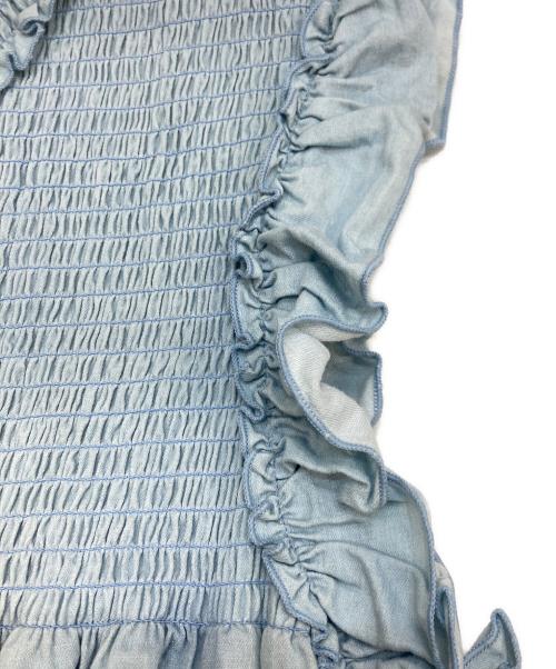 DOUBLE STANDARD CLOTHING（ダブルスタンダードクロージング）DOUBLE STANDARD CLOTHING (ダブルスタンダードクロージング) シャーリングギャザーワンピース ブルー サイズ:38の古着・服飾アイテム