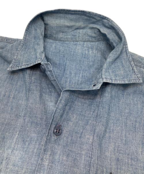 US NAVY（ユーエスネイビー）US NAVY (ユーエスネイビー) シャンブレーシャツ ブルー サイズ:不明(実寸参照)の古着・服飾アイテム