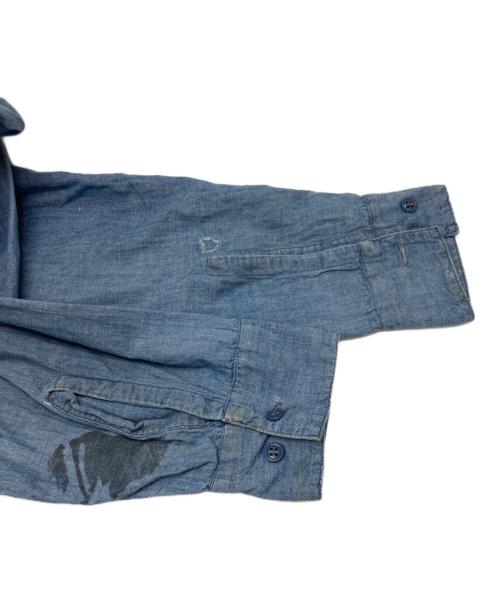 US NAVY（ユーエスネイビー）US NAVY (ユーエスネイビー) シャンブレーシャツ ブルー サイズ:不明(実寸参照)の古着・服飾アイテム