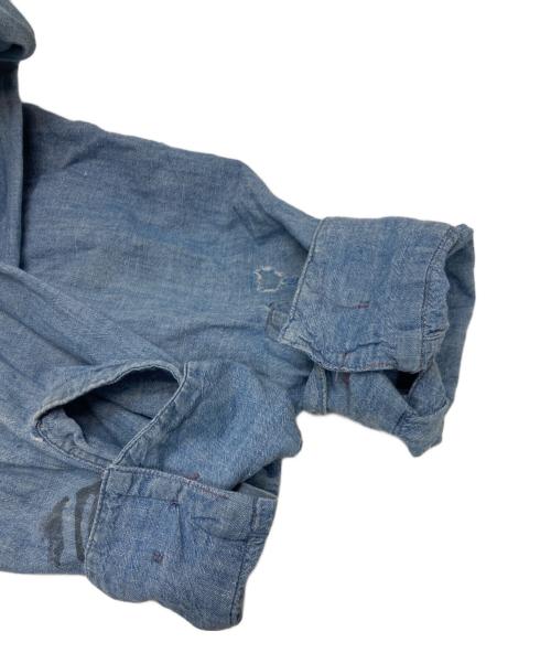 US NAVY（ユーエスネイビー）US NAVY (ユーエスネイビー) シャンブレーシャツ ブルー サイズ:不明(実寸参照)の古着・服飾アイテム