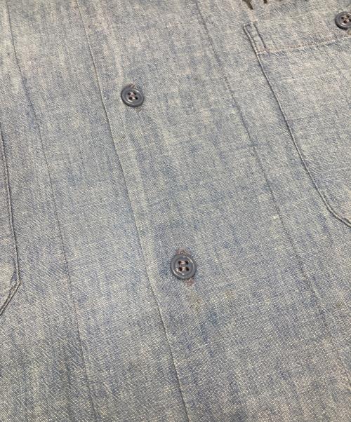 US NAVY（ユーエスネイビー）US NAVY (ユーエスネイビー) シャンブレーシャツ ブルー サイズ:不明(実寸参照)の古着・服飾アイテム