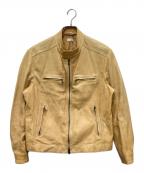 BRUNELLO CUCINELLIブルネロクチネリ）の古着「シングルライダースジャケット」｜ブラウン