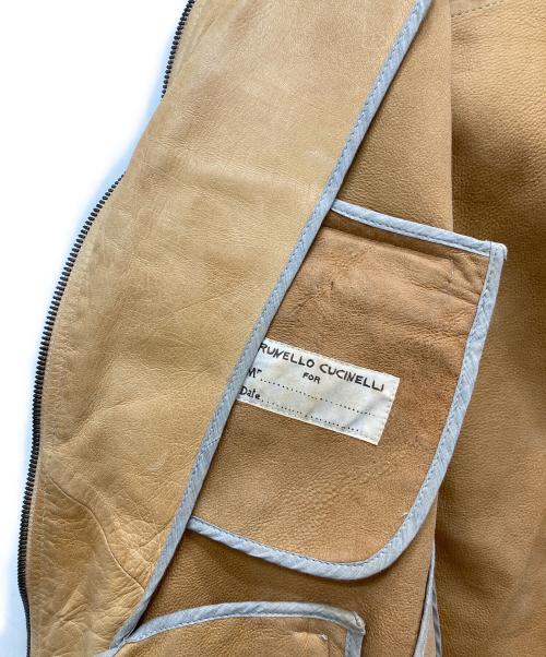 BRUNELLO CUCINELLI（ブルネロクチネリ）BRUNELLO CUCINELLI (ブルネロクチネリ) シングルライダースジャケット ブラウン サイズ:Lの古着・服飾アイテム