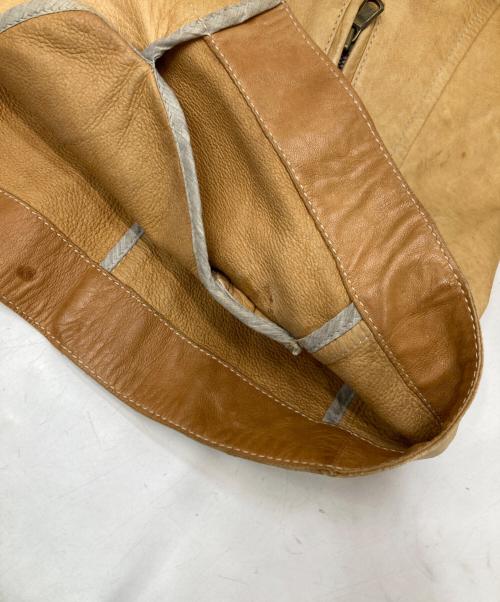 BRUNELLO CUCINELLI（ブルネロクチネリ）BRUNELLO CUCINELLI (ブルネロクチネリ) シングルライダースジャケット ブラウン サイズ:Lの古着・服飾アイテム