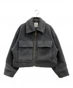 LANVIN en Bleuランバンオンブルー）の古着「ボアショートブルゾン」｜グレー