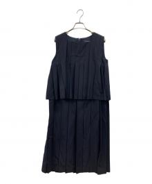 COMME des GARCONS COMME des GARCONS（コムデギャルソン コムデギャルソン）の古着「プリーツ レイヤード ノースリーブワンピース」｜ネイビー