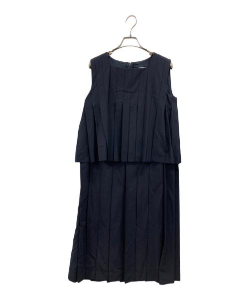 COMME des GARCONS COMME des GARCONS（コムデギャルソン コムデギャルソン）COMME des GARCONS COMME des GARCONS (コムデギャルソン コムデギャルソン) プリーツ レイヤード ノースリーブワンピース ネイビー サイズ:XSの古着・服飾アイテム