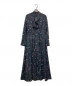 23区×mi-molletニジュウサンク×ミモレ）の古着「コラボ花柄ボウタイシャツワンピース」｜グレー