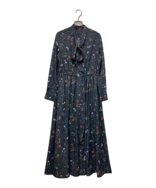 23区（ニジュウサンク）23区 (ニジュウサンク) mi-mollet (ミモレ) コラボ花柄ボウタイシャツワンピース グレー サイズ:38の古着・服飾アイテム