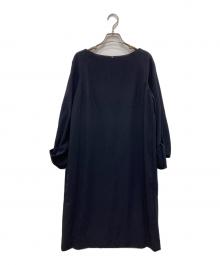 ADORE（アドーア）の古着「クレールジョーゼット2ビッグスリーブワンピース」｜ネイビー