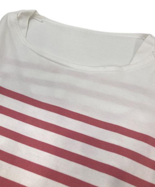 nest Robe（ネストローブ）nest Robe (ネストローブ) コットン パネルボーダープルオーバー ピンク×ホワイト サイズ:FREEの古着・服飾アイテム