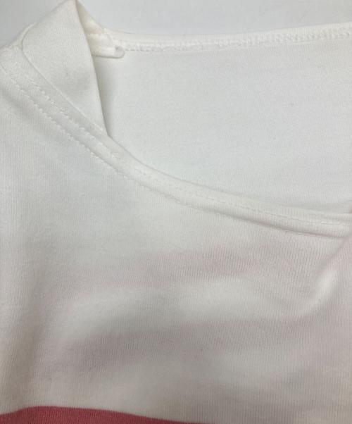 nest Robe（ネストローブ）nest Robe (ネストローブ) コットン パネルボーダープルオーバー ピンク×ホワイト サイズ:FREEの古着・服飾アイテム