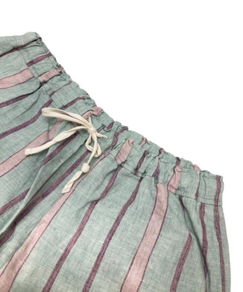 nest Robe（ネストローブ）nest Robe (ネストローブ) リネンマルチストライプ パンツ グリーン サイズ:FREEの古着・服飾アイテム