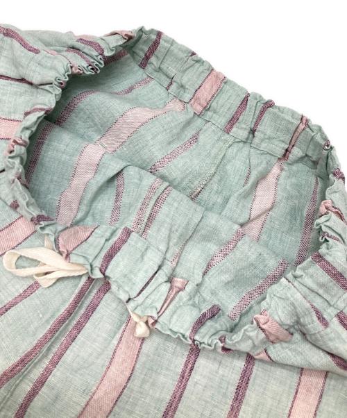 nest Robe（ネストローブ）nest Robe (ネストローブ) リネンマルチストライプ パンツ グリーン サイズ:FREEの古着・服飾アイテム