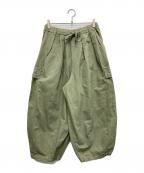 nest Robeネストローブ）の古着「コットンリネン石目コクーンカーゴパンツ」｜グリーン