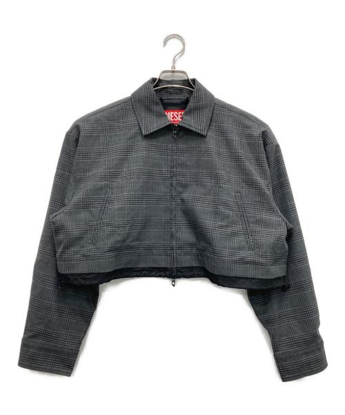 DIESEL（ディーゼル）DIESEL (ディーゼル) チェッククロップドジャケット ブラック サイズ:42の古着・服飾アイテム