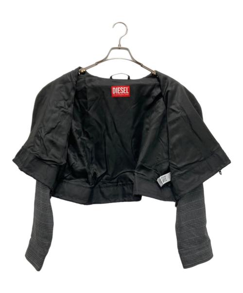 DIESEL（ディーゼル）DIESEL (ディーゼル) チェッククロップドジャケット ブラック サイズ:42の古着・服飾アイテム