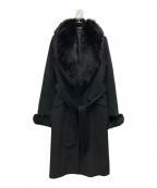 MATERIAマテリア）の古着「ブルーフォックスファー付アンゴラウールコート」｜ブラック