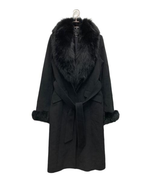 MATERIA（マテリア）MATERIA (マテリア) ブルーフォックスファー付アンゴラウールコート ブラック サイズ:40の古着・服飾アイテム