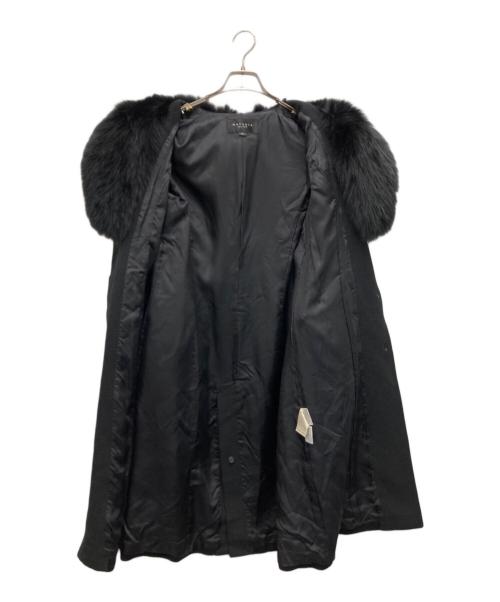 MATERIA（マテリア）MATERIA (マテリア) ブルーフォックスファー付アンゴラウールコート ブラック サイズ:40の古着・服飾アイテム