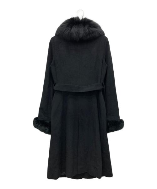 MATERIA（マテリア）MATERIA (マテリア) ブルーフォックスファー付アンゴラウールコート ブラック サイズ:40の古着・服飾アイテム
