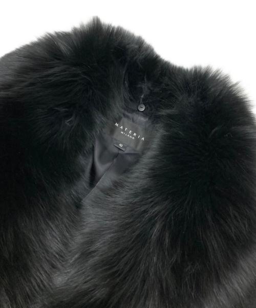 MATERIA（マテリア）MATERIA (マテリア) ブルーフォックスファー付アンゴラウールコート ブラック サイズ:40の古着・服飾アイテム