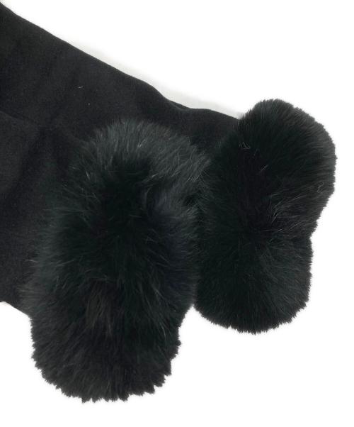 MATERIA（マテリア）MATERIA (マテリア) ブルーフォックスファー付アンゴラウールコート ブラック サイズ:40の古着・服飾アイテム