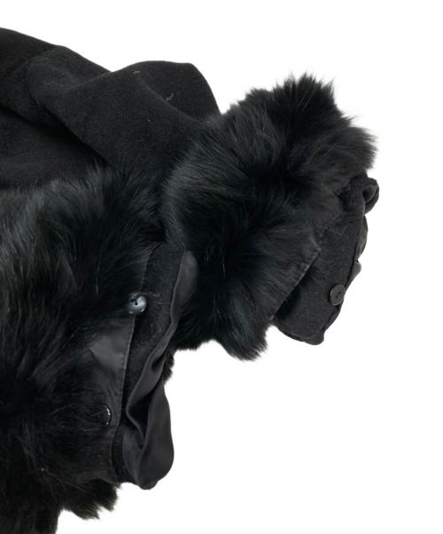 MATERIA（マテリア）MATERIA (マテリア) ブルーフォックスファー付アンゴラウールコート ブラック サイズ:40の古着・服飾アイテム