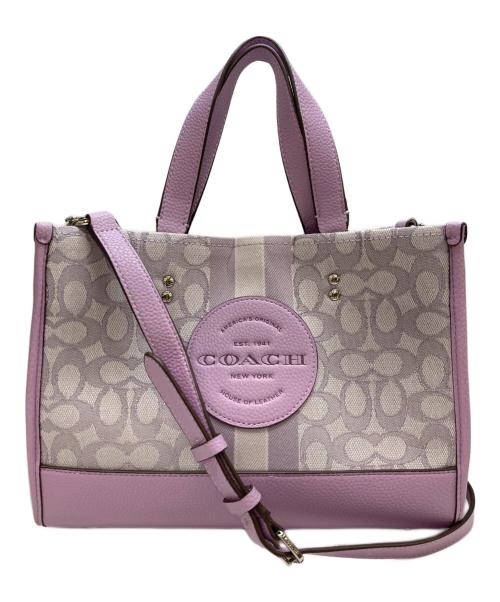 COACH（コーチ）COACH (コーチ) デンプシー キャリーオール シグネチャー ジャカード ウィズ ストライプ アンド コーチ パッチ パープルの古着・服飾アイテム
