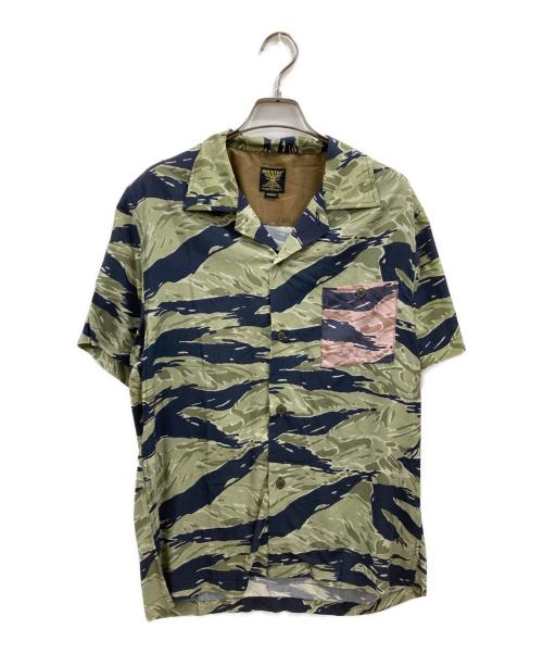 HOUSTON（ヒューストン）HOUSTON (ヒューストン) タイガーカモシャツ グリーン サイズ:Mの古着・服飾アイテム