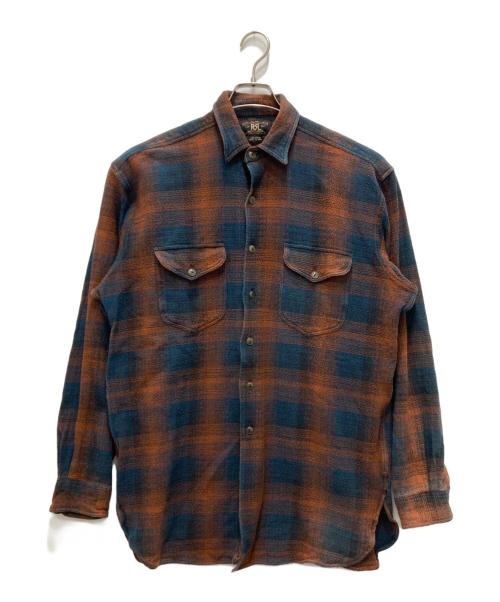 RRL（ダブルアールエル）RRL (ダブルアールエル) オンブレチェックシャツ オレンジ×ブルー サイズ:Mの古着・服飾アイテム