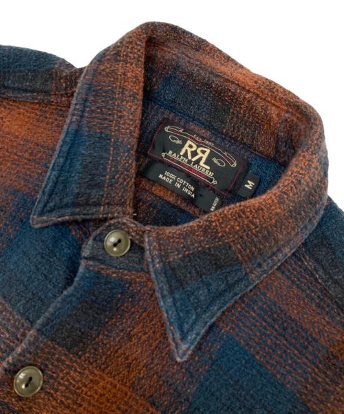 RRL（ダブルアールエル）RRL (ダブルアールエル) オンブレチェックシャツ オレンジ×ブルー サイズ:Mの古着・服飾アイテム