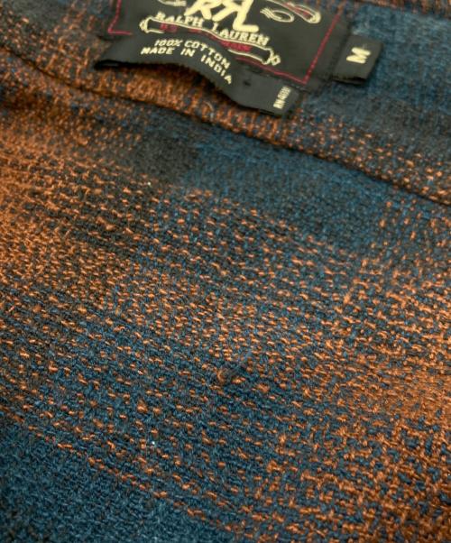 RRL（ダブルアールエル）RRL (ダブルアールエル) オンブレチェックシャツ オレンジ×ブルー サイズ:Mの古着・服飾アイテム