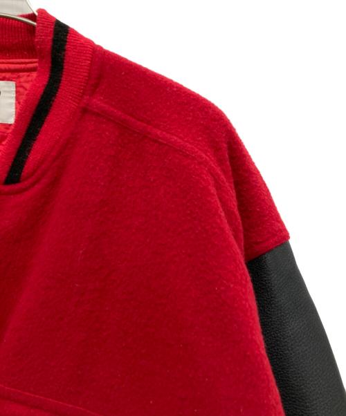 ISSEY MIYAKE（イッセイミヤケ）ISSEY MIYAKE (イッセイミヤケ) レザー切替ボンバージャケット レッド サイズ:Mの古着・服飾アイテム