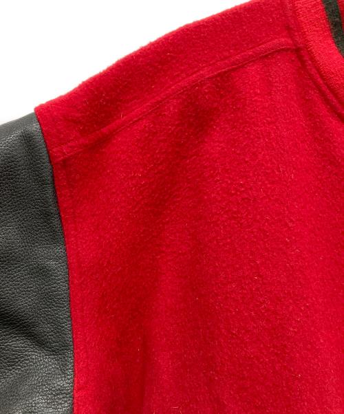 ISSEY MIYAKE（イッセイミヤケ）ISSEY MIYAKE (イッセイミヤケ) レザー切替ボンバージャケット レッド サイズ:Mの古着・服飾アイテム