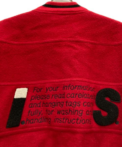 ISSEY MIYAKE（イッセイミヤケ）ISSEY MIYAKE (イッセイミヤケ) レザー切替ボンバージャケット レッド サイズ:Mの古着・服飾アイテム