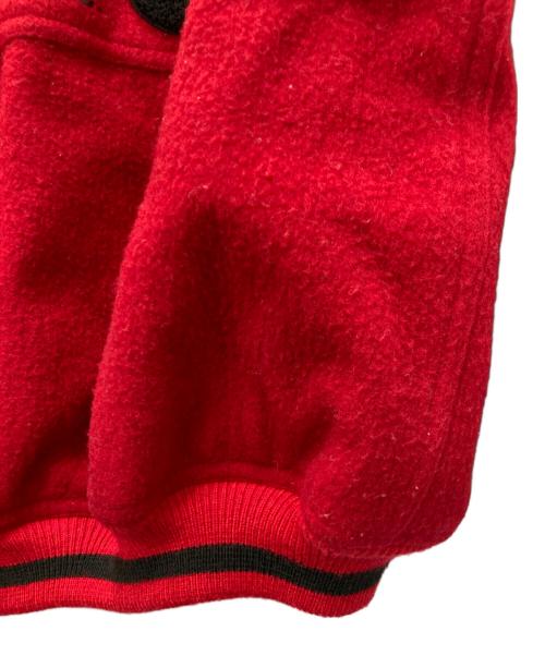 ISSEY MIYAKE（イッセイミヤケ）ISSEY MIYAKE (イッセイミヤケ) レザー切替ボンバージャケット レッド サイズ:Mの古着・服飾アイテム