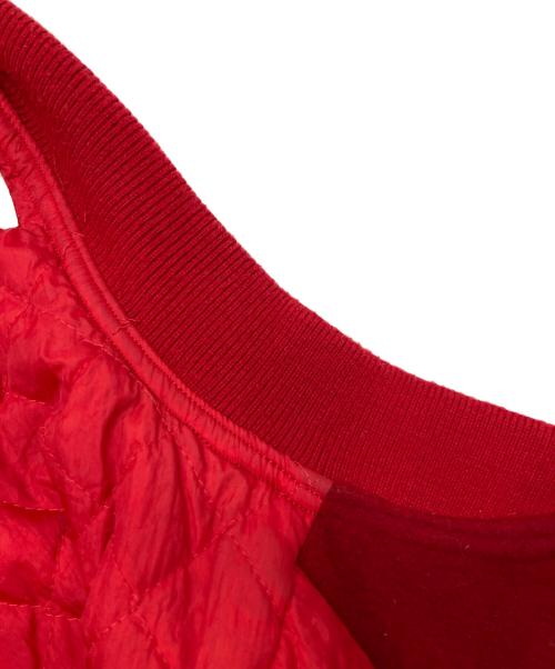 ISSEY MIYAKE（イッセイミヤケ）ISSEY MIYAKE (イッセイミヤケ) レザー切替ボンバージャケット レッド サイズ:Mの古着・服飾アイテム