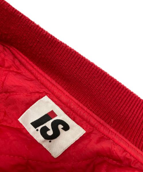 ISSEY MIYAKE（イッセイミヤケ）ISSEY MIYAKE (イッセイミヤケ) レザー切替ボンバージャケット レッド サイズ:Mの古着・服飾アイテム