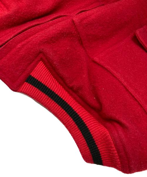 ISSEY MIYAKE（イッセイミヤケ）ISSEY MIYAKE (イッセイミヤケ) レザー切替ボンバージャケット レッド サイズ:Mの古着・服飾アイテム