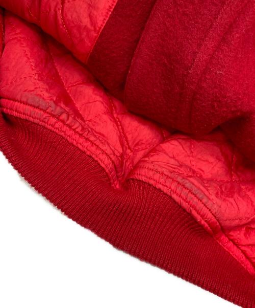 ISSEY MIYAKE（イッセイミヤケ）ISSEY MIYAKE (イッセイミヤケ) レザー切替ボンバージャケット レッド サイズ:Mの古着・服飾アイテム