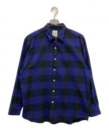 uniform experiment（ユニフォームエクスペリメント）の古着「BAGGY REGULAR COLLAR FLANNEL BLOCK CHECK SHIRT」｜ブラック×ブルー